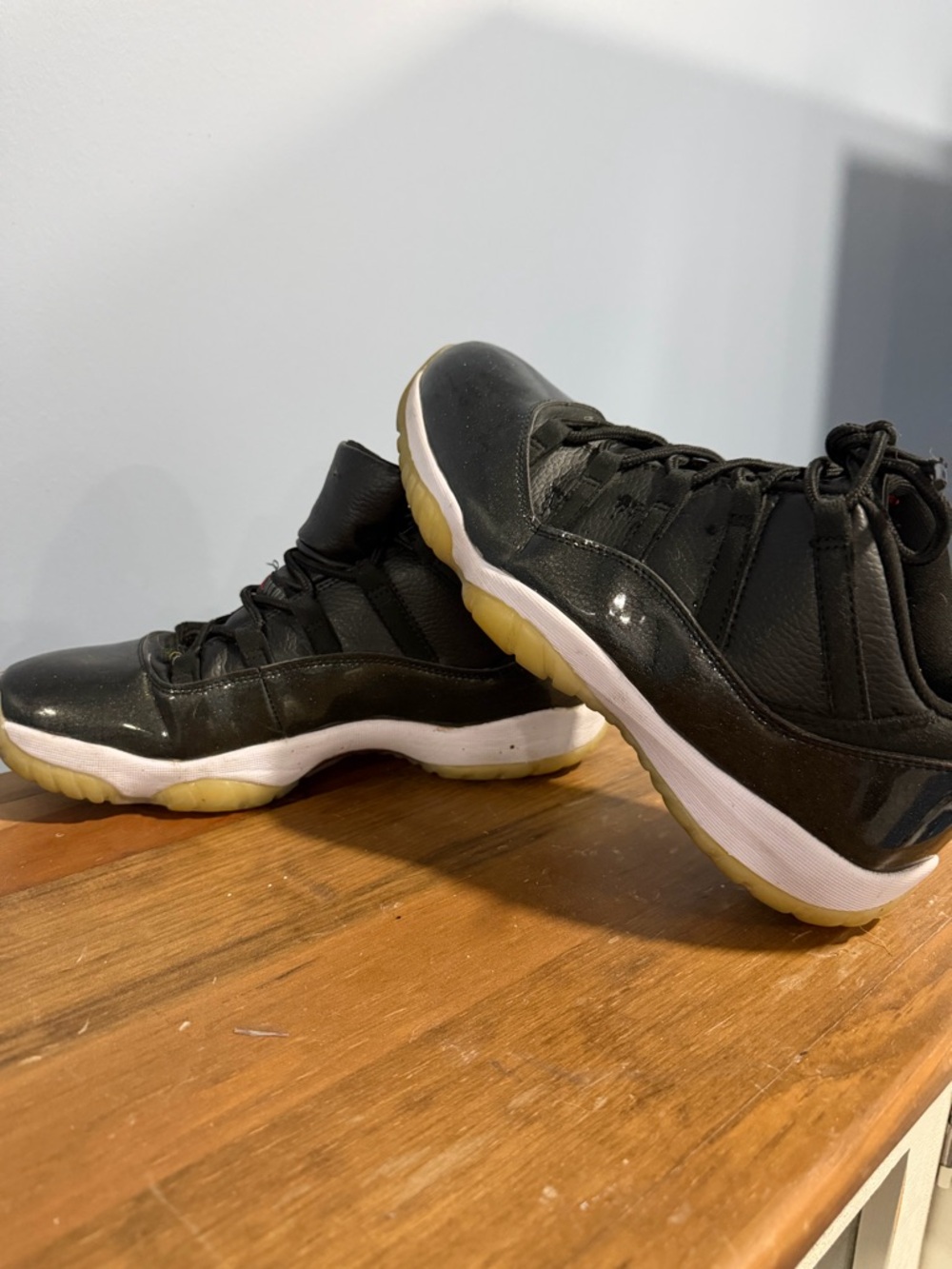 Jordan 11’s Men's Black White Gum Low-Top Athletic Shoes